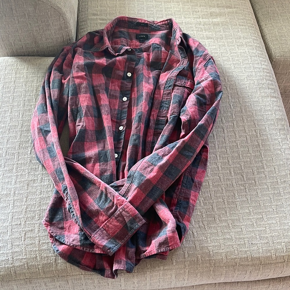 Red Black Plaid Button Up
